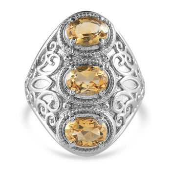 Citrin-Ring, Edelstahl (Gr&ouml;&szlig;e 16.00) ca. 2,20 ct