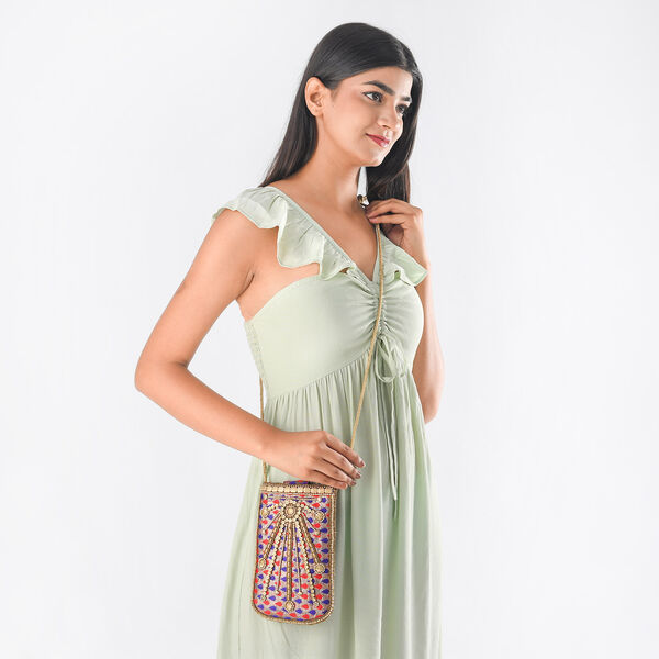 Handgefertigte Brokat Handtasche, Mehrfarbig image number 2