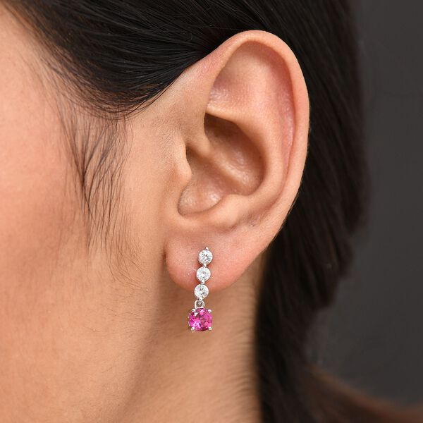 LUXURIANT AAA Labor Rosa Saphir und Zirkon Ohrringe - 2,68 ct. image number 3