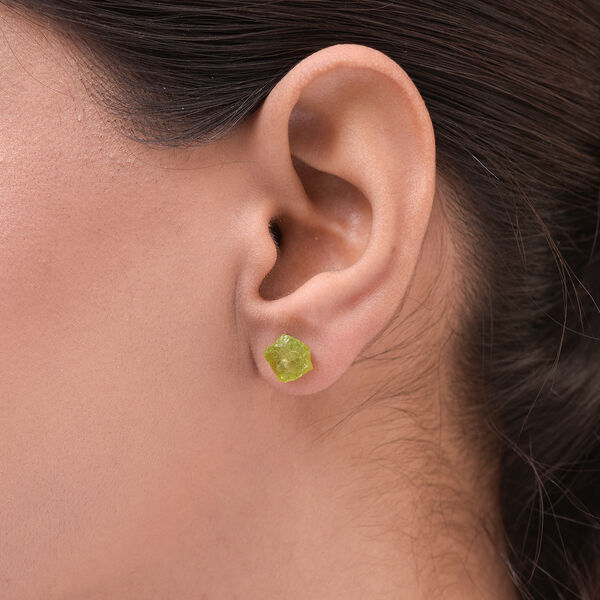 Handgearbeitete Arizona-Peridot Fancy-Schliff-Ohrstecker, 925 Silber platiniert ca. 7,14 ct image number 3