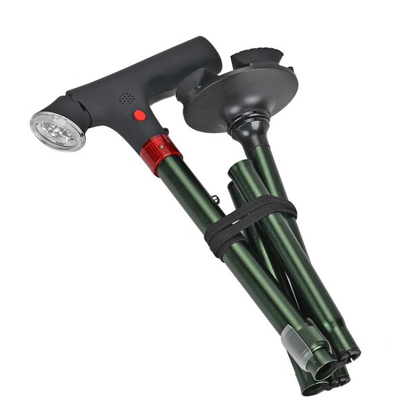 Faltbarer Smart-Gehstock mit LED Licht und Alarm, Belastbarkeit 113 KG, Gr&uuml;n, Ben&ouml;tigt 2xAAA-Batterien (nicht im Lieferumfang enthalten) image number 6