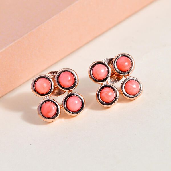 Oregon Pfirsich Opal-Ohrstecker, 925 Silber ros&eacute;vergoldet, 0,63 ct image number 2