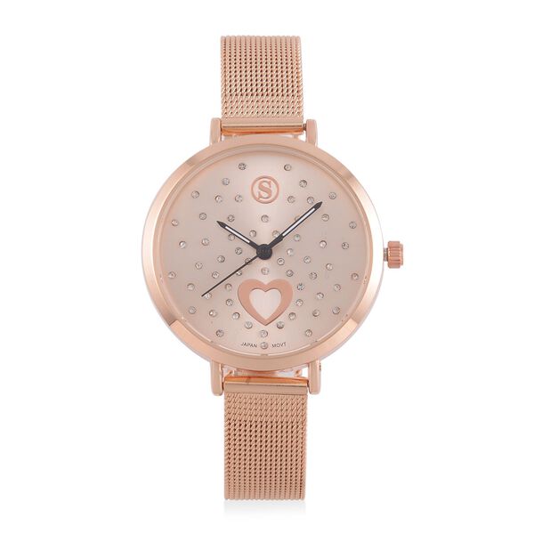 Wei&szlig;er Kristall Uhren 8.5 cm Reiner Edelstahl Std Rose