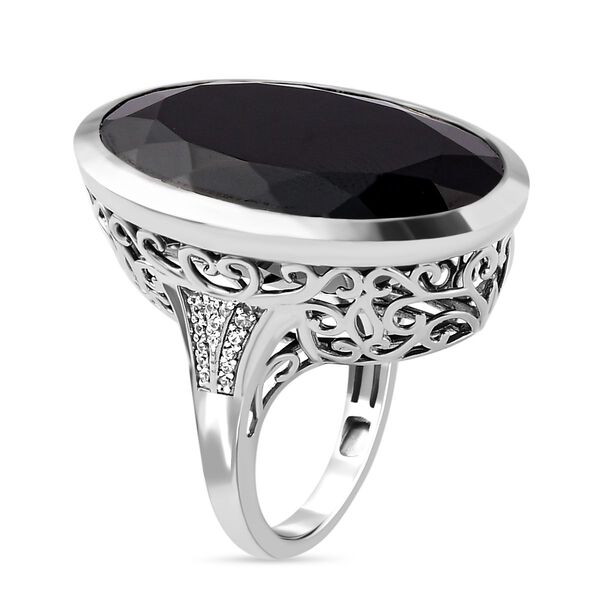Schwarzer Spinell und Zirkon-Ring - 61,39 ct. image number 5