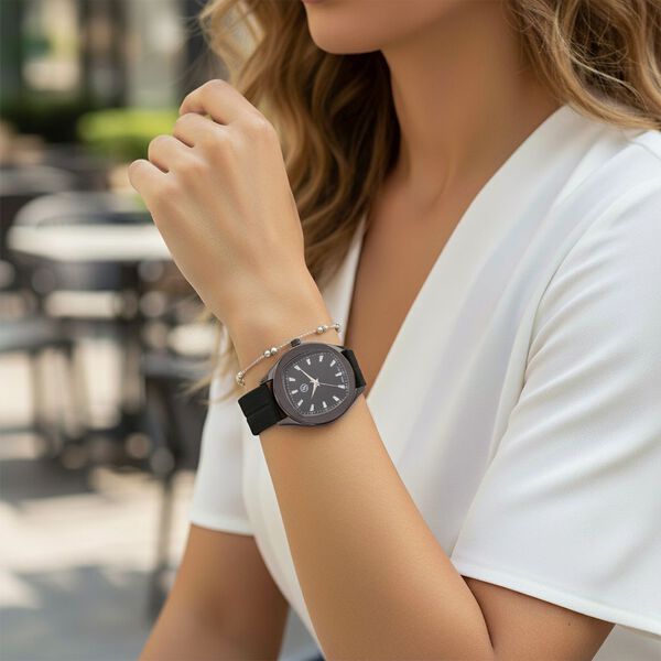 STRADA - Armbanduhr Schwarz Legierung, Zifferblatt Schwarz-Hydraulic, 3 ATM wasserdicht image number 2