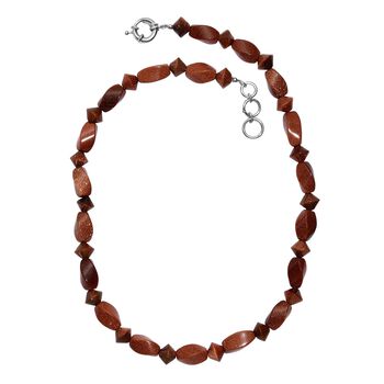 Gold Sandstein Halskette ca. 45 cm Nickelfreies Messing platiniert ca. 220.00 ct