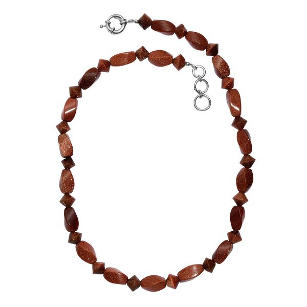 Gold Sandstein Halskette ca. 45 cm Nickelfreies Messing platiniert ca. 220.00 ct image number 4