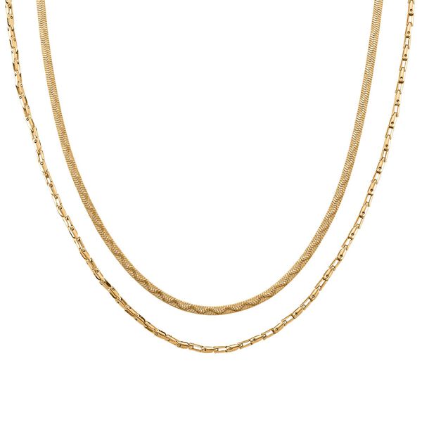 2er-Set Halsketten in Goldton, 50+5cm