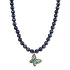 Pfaufarbene Muschelperle, Abalone Muschel Halskette ca. 45 cm Standard gelb vergoldet