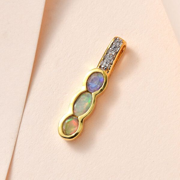 Nat&uuml;rlicher, &auml;thiopischer Welo Opal Anh&auml;nger, 925 Silber Gelbgold Vermeil, ca. 0.35 ct image number 2
