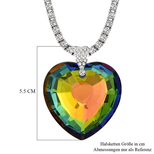 Herz mystisch gefärbt und weiße Kristall-Halskette, 50cm image number 5