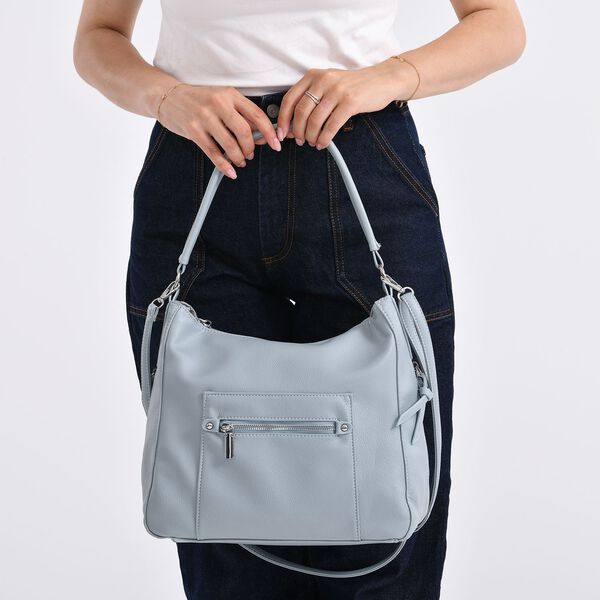 Crossbody-Tasche mit mehreren Reißverschlusstaschen, 31x13x28 cm, Blau image number 3