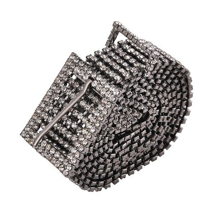 Kristall Tailleng&uuml;rtel, L&auml;nge 120cm, schwarzfarben