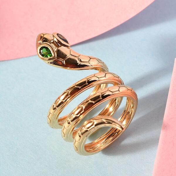 Nat&uuml;rlicher Chromdiopsid Ring 925 Silber vergoldet  ca. 0,34 ct image number 2