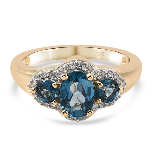 London Blau Topas und Zirkon Ring, ca. 1,54 ct image number 0