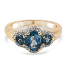 London Blau Topas und Zirkon Ring 925 Silber vergoldet (Größe 16.00) ca. 1,54 ct
