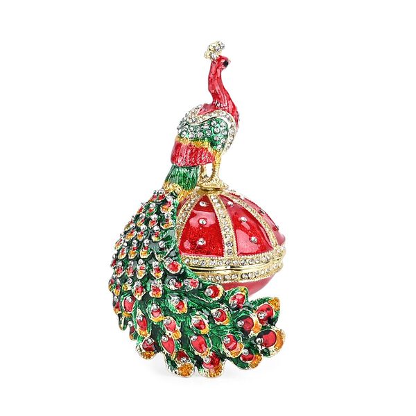 LIVMORE Pfauen-Design Schmuckdose, 6x7x10cm, Rot image number 4