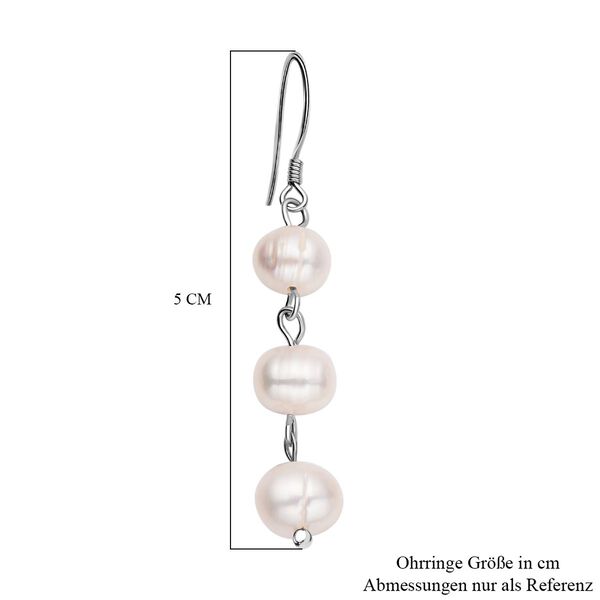 Weiße Süßwasserperlen-Ohrringe, 925 Silber rhodiniert image number 5