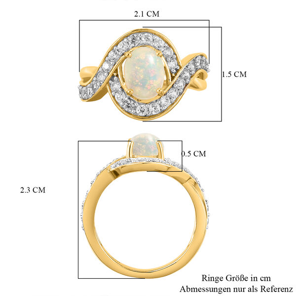 Natürlicher, äthiopischer Opal und weißer Zirkon-Ring, 925 Silber   ca. 1,71 ct image number 7
