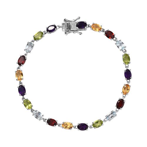 Mehrfarbig Edelstein Armband ca. 19 cm 925 Silber platiniert ca. 9.86 ct image number 0