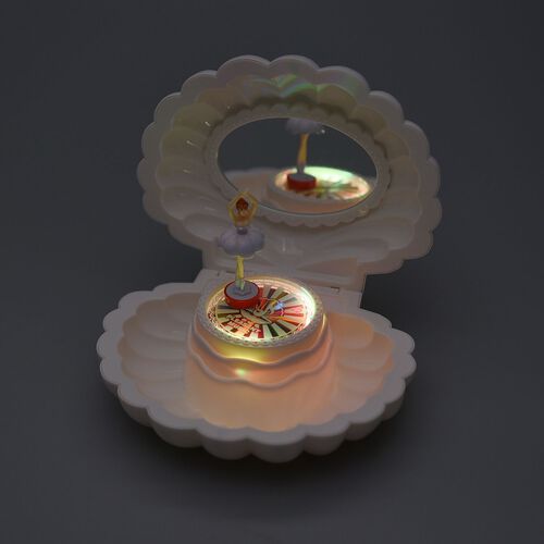 Muschel-Drehorgel mit LED-Licht und tanzender Ballerina, Spiegel, weiß image number 1