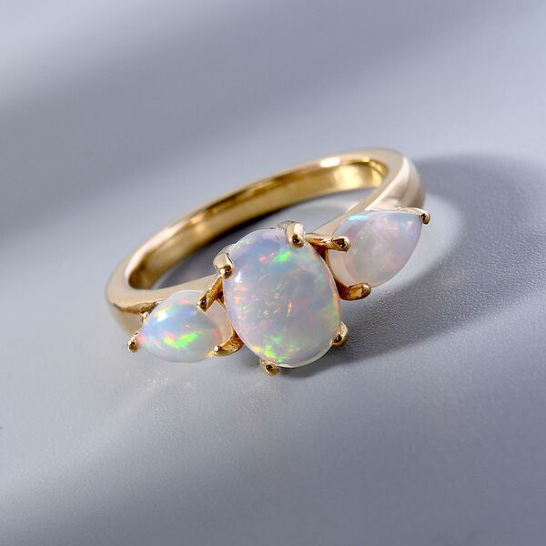 Nat&uuml;rlicher, &auml;thiopischer Opal-Ring, 925 Silber vergoldet  ca. 1,40 ct image number 2