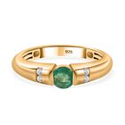 AA Smaragd, Weißer Zirkon Ring, 925 Silber Gelbgold Vermeil (Größe 19.00) ca. 0.43 ct