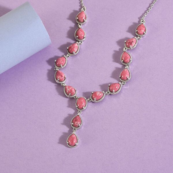 Norwegische Thulit-Halskette, ca. 45 cm, 925 Silber platiniert ca. 16.91 ct image number 3