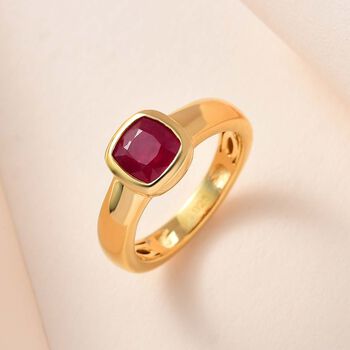 Afrikanischer Rubin (Fissure gef&uuml;llt) Ringe 925 Silber Gelbgold Vermeil (Gr&ouml;&szlig;e 20.00) ca. 1.50 ct