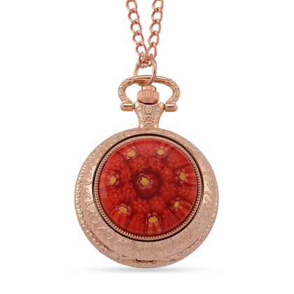 EXKLUSIVES ANGEBOT STRADA SPINNING Uhr rotes Murano-Stil Glas mit Japanisches Uhrwerk 91.4 cm