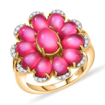 Maulbeer Mondstein und Zirkon Ring - 5,62 ct.