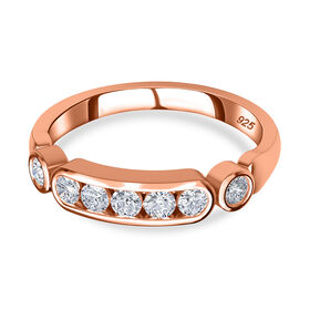Moissanit Ring, 925 Silber Roségold Vermeil - 0,49 ct.