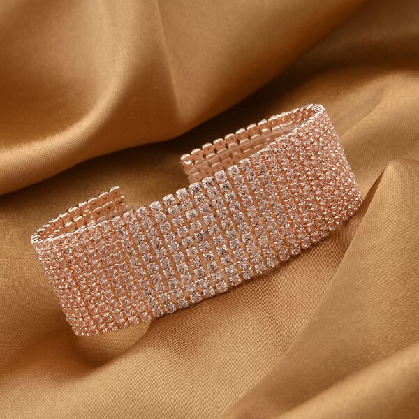 Mehrreihiges Kristall Carpet Armband, ca. 19 cm, ros&eacute;farben image number 2