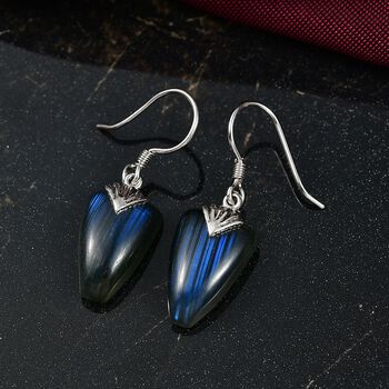 D'Joy AAA Labradorit Ohrringe 925 Silber rhodiniert ca. 26.40 ct