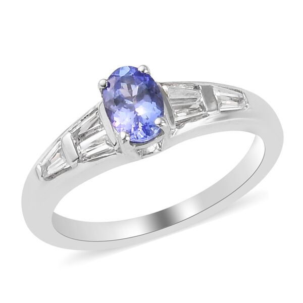 Tansanit und Zirkon Ring 925 Silber Platin-&Uuml;berzug image number 4