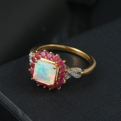 Opal Radiance - D joy Natürlicher, äthiopischer Welo Opal Starlit Ring, 925 Silber 750 Gelbgold Vermeil (Größe 17.00) ca. 1,84 ct image number 1