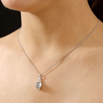 Srilankan Ebony Mondstein (Doublet), Wei&szlig;er Topas Anh&auml;nger 925 Silber rhodiniert ca. 3.17 ct