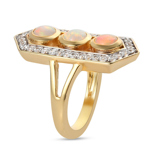Natürlicher, äthiopischer Opal und Zirkon-Ring, 925 Silber Gelbgold Vermeil  ca. 1,69 ct image number 5