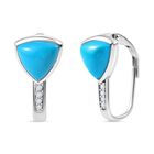 D'Joy AA Sleeping Beauty Türkis, Weißer Zirkon Ohrringe 925 Silber rhodiniert ca. 3.27 ct