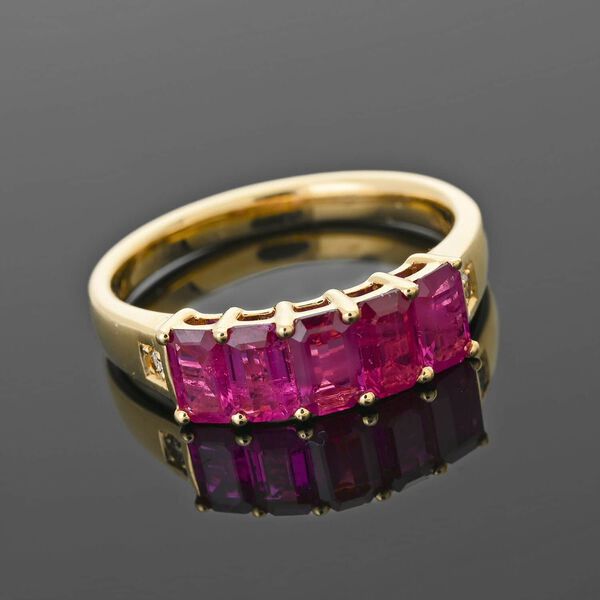 LUXORO zertifiziert und gepr&uuml;ft AAA burmesischer Rubin und Diamant Ring in 585 Gold - 1,50 ct. image number 1