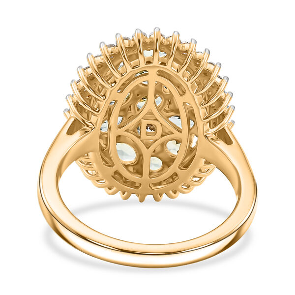D'Joy Gr&uuml;ner Tansanit, Wei&szlig;er Zirkon Ring 925 Silber 750 Gelbgold vermeil (Gr&ouml;&szlig;e 20.00) ca. 2.83 ct image number 6