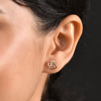 Liebesknoten Champagner Diamant Ohrstecker, 925 Silber mit Ros&eacute;gold Vermeil - 0,25 ct.