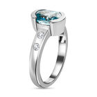 Blauer und Weißer Zirkon Ring 925 Silber platiniert  ca. 3,14 ct image number 4