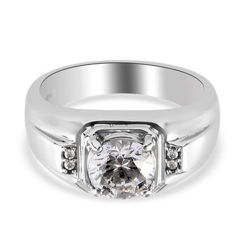 LUSTRO STELLA Hergestellt mit Feinster ZIRKONIA Herren Ring Edelstahl (Gr&ouml;&szlig;e 20)