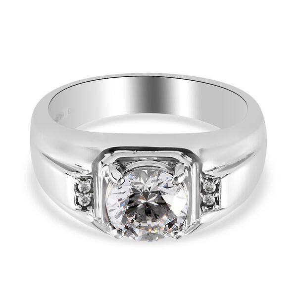 LUSTRO STELLA Hergestellt mit ZIRKONIA Herren Ring Edelstahl (Gr&ouml;&szlig;e 20)