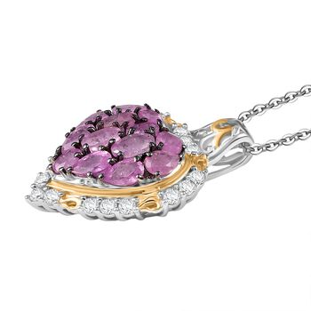 Ilakaka Rosa Saphir (Fissure gef&uuml;llt) Schmuckset 925 Silber rhodiniert ca. 4.38 ct