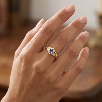Tansanit und Zirkon Ring - 0,47 ct.