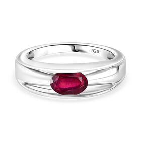 Afrikanischer Rubin (Fissure gefüllt) Ring 925 Silber platiniert (Größe 17.00) ca. 1,18 ct