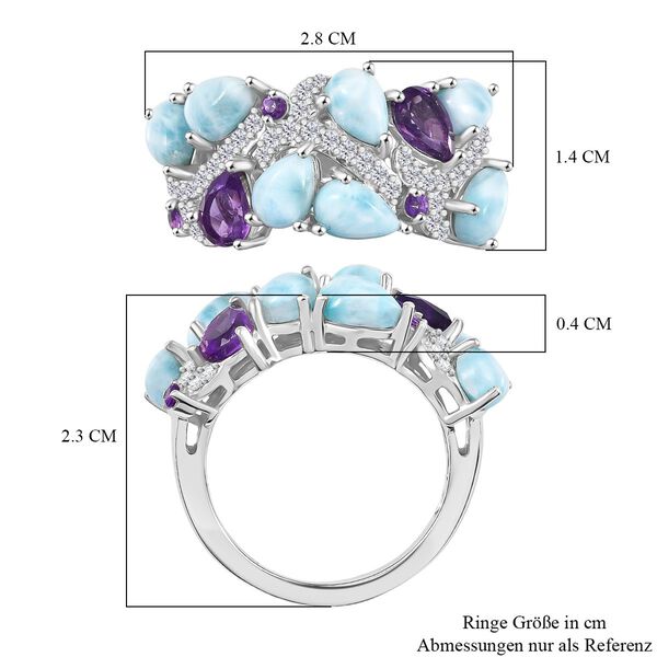 D'Joy Larimar, afrikanischer Amethyst und Zirkon Ring - 4,85 ct. image number 7