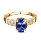 AA Tansanit, weißer Diamant Ring, 585 Gold (Größe 19.00) ca. 2.07 ct